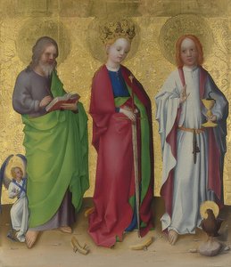 Svatí Matouš, Kateřina Alexandrijská a Jan Evangelista. Kolem roku 1450