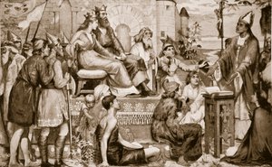 Svatý Augustin káže Sasům, 597, ilustrace z „Hutchinsonova příběhu britského národa“, kolem roku 1920 od Stephen Briggs Carlil