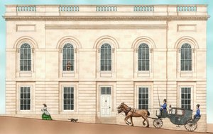 Armagh Robinson Library, Armagh, N. Irsko: exteriér v roce 1852, 2001 (tuš a akvarel) od Stephen Conlin