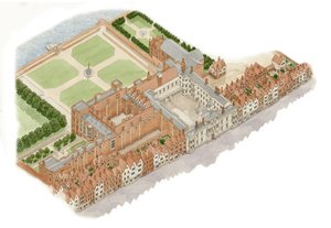 Somerset House, Londýn, asi 1609-1630 (tuš a akvarel)