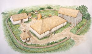 South Manor, Wharram Percy středověká vesnice, Severní Yorkshire, 13. století c2000s