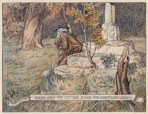 Ilustrace k filmu The Deserted Village od Olivera Goldsmithe (barevná litografie) od Stephen Reid