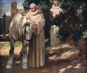 Svatý Kolumbus a bílý kůň (barva litho) od Stephen Reid