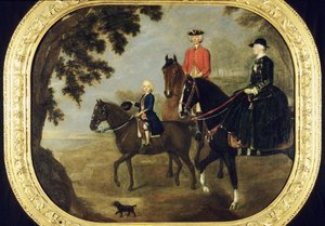 Sir George Hampton a rodina, kolem 1738 (olej na panelu)