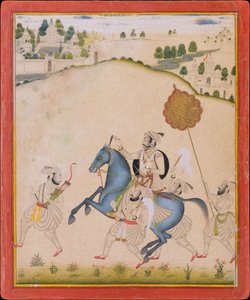 Maharana Amar Singh II na koni Jodhpur, ca. 1700-1710. od Stipple Master
