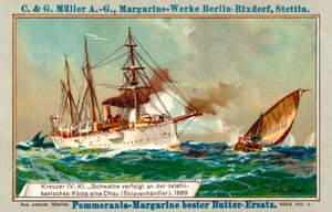 Deutscher Kreuzer Schwalbe verfolgt eine Sklavendhau vor der ostafrikanischen Küste von Willy  Stoewer 