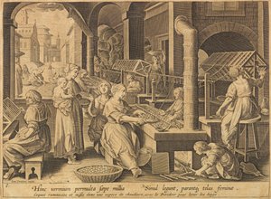 Extrakce hedvábí Vermis sericus, po roce 1640.