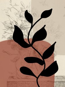 Černá botanická silueta