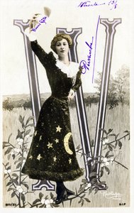 W : Liane De Pougy , tanečnice a courstisane z la Belle Epoque -- abeceda na pohlednici od Studio Reutlinger