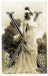 X : Amelie Dieterle , francouzská herečka a zpěvačka - Theater des Varietes, Bouffes Parisiennes, Paříž - abeceda na pohlednici