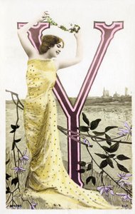 Y: Bianca Toledo, umělkyně, zpěvačka a sevilská tanečnice z Belle Epoque - Casino de Paris, Folies Bergere - abeceda na pohlednici