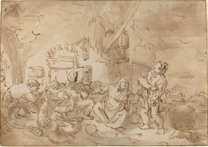 Rvačka v hostinci od Style of Adriaen van Ostade