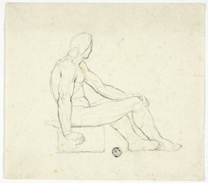 Sedící mužský akt od Style of Jacques Louis David