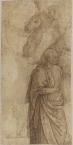 Jezdec a stojící zahalený muž, po antice [verso] od Style of Pietro Perugino