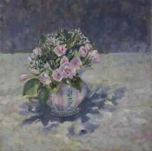 Růžové barvy v pruhovaném džbánu, 2013,