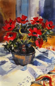 Červené sasanky, 1994, od Sue Wales