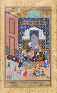 Noc s Majnunem ve škole, má 129 z pěti kvantových af Nizami, AH. 931 AD 1524-25. Krátery: Sultan Muhammad Nour, Mahmoud Madhab, Sheikh Zadeh. od Sultan Muhammad Nur, Mahmud Muzahhib, Shaikh Zada