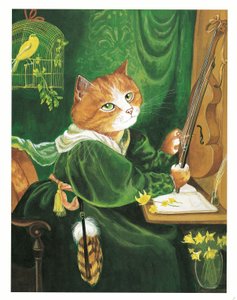 Ilustrace z knihy Pre-Raphaelite Cats (vyd. 1999) od Susan Herbert