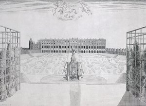 Hampton Court South Front, kolem roku 1830 od Sutton Nicholls