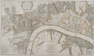 Mapa Westminster, City of London, Southwark a okolních oblastí, 1739