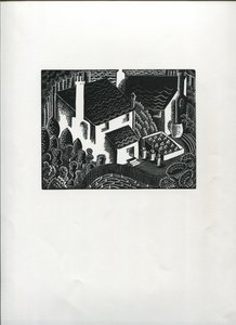 Back Gardens (dřevoryt) od Suzanne Cooper