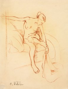 Nahá žena sedící na posteli od Suzanne Valadon