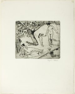 Ženy a dítě na břehu vody od Suzanne Valadon