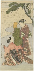 Podzimní měsíční svit Matsukaze, c. 1767 od Suzuki Harunobu
