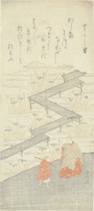 Most s osmi platformami (Yatsuhashi), z „Příběhu Ise (Ise Monogatari)“ od Suzuki Harunobu