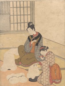 Večerní sníh na Nurioke, ze série Osm výhledů do salonu, ca. 1766, ca. 1766. od Suzuki Harunobu