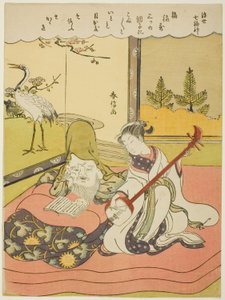 Fukurokuju, ze série „Sedm bohů štěstí v plovoucím světě (Ukiyo Shichi Fukujin)“ od Suzuki Harunobu