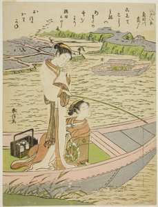 Husy sestupující po řece Sumida (Sumidagawa no rakugan), ze série „Osm módních pohledů na Edo (Furyu Edo hakkei)“ od Suzuki Harunobu
