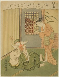Hotei, ze série „Sedm bohů štěstí v moderním životě (Tosei Shichi-fukujin)“ od Suzuki Harunobu