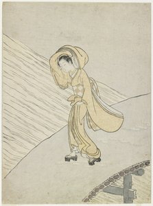 Za předpokladu úpadku Fujiwary Poe m C Rossing g Rozdíl, 1765 od Suzuki Harunobu