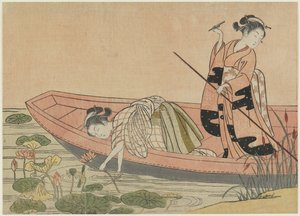 Mitate of Zhou Maoshu, po roce 1765 (barevný dřevořez) od Suzuki Harunobu
