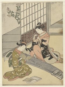 Hřadování hus na koto mostech Osm salonních tváří (název série) Zashiki hakkei (název série) od Suzuki Harunobu