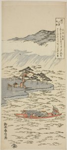 Noční déšť v Karasaki (Karasaki yau), ze série "Osm pohledů na Omi (Omi hakkei no uchi)" od Suzuki Harunobu