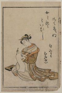Kurtizánské psaní z knihy ze sbírky krásných žen z Yoshiwara, 1770. od Suzuki Harunobu