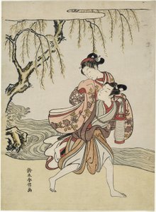 The Elopement (parodie na epizodu Akutagawa z "Tales of Ise") od Suzuki Harunobu