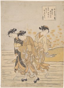 Orientální umění: Řeka Tama v Ide, provincie Yamashiro par Harunobu, Suzuki (1724-1770), kolem 1768. Barevný dřevoryt, 27,3x18,9. Soukromá sbírka od Suzuki Harunobu