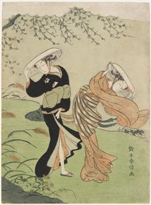 Dvě ženy ve velkém větru, c. 1767 od Suzuki Harunobu