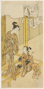 Visiting (Kayoi), from the series "The Seven Fashionable Aspects of Komachi (Furyu yatsushi nana Komachi)" od Suzuki Harunobu