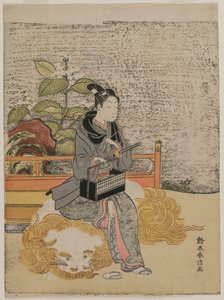 Mládež představující Monju, Boha moudrosti na lvu, c. 1767. od Suzuki Harunobu