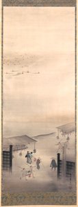 Yoshiwara a Shinagawa, období Edo (inkoust, barva a zlato na hedvábí) od Suzuki Kiitsu