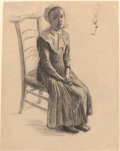 Sedící dívka v selském kostýmu od Swiss 19th Century