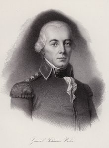 Johann Weber, švýcarský generál zabit v bitvě u Frauenfeldu (rytina) od Swiss School