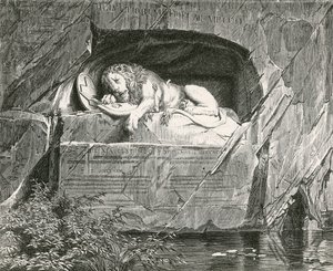 Památník v Lucernu na švýcarské gardy, kteří padli při obraně královské rodiny Francie, 10. srpna 1792 od Swiss School