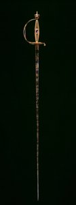 Small-Sword, cca 1790-1800 (zlato s modrým průsvitným smaltem, leptaná, modřená a zlacená ocel) od Swiss School