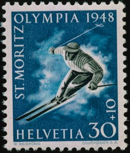 Známka k zimním olympijským hrám 1948 od Swiss School