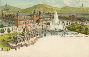 Střelecký festival 1895 ve Winterthur, Švýcarsko (barevné lito) od Swiss School